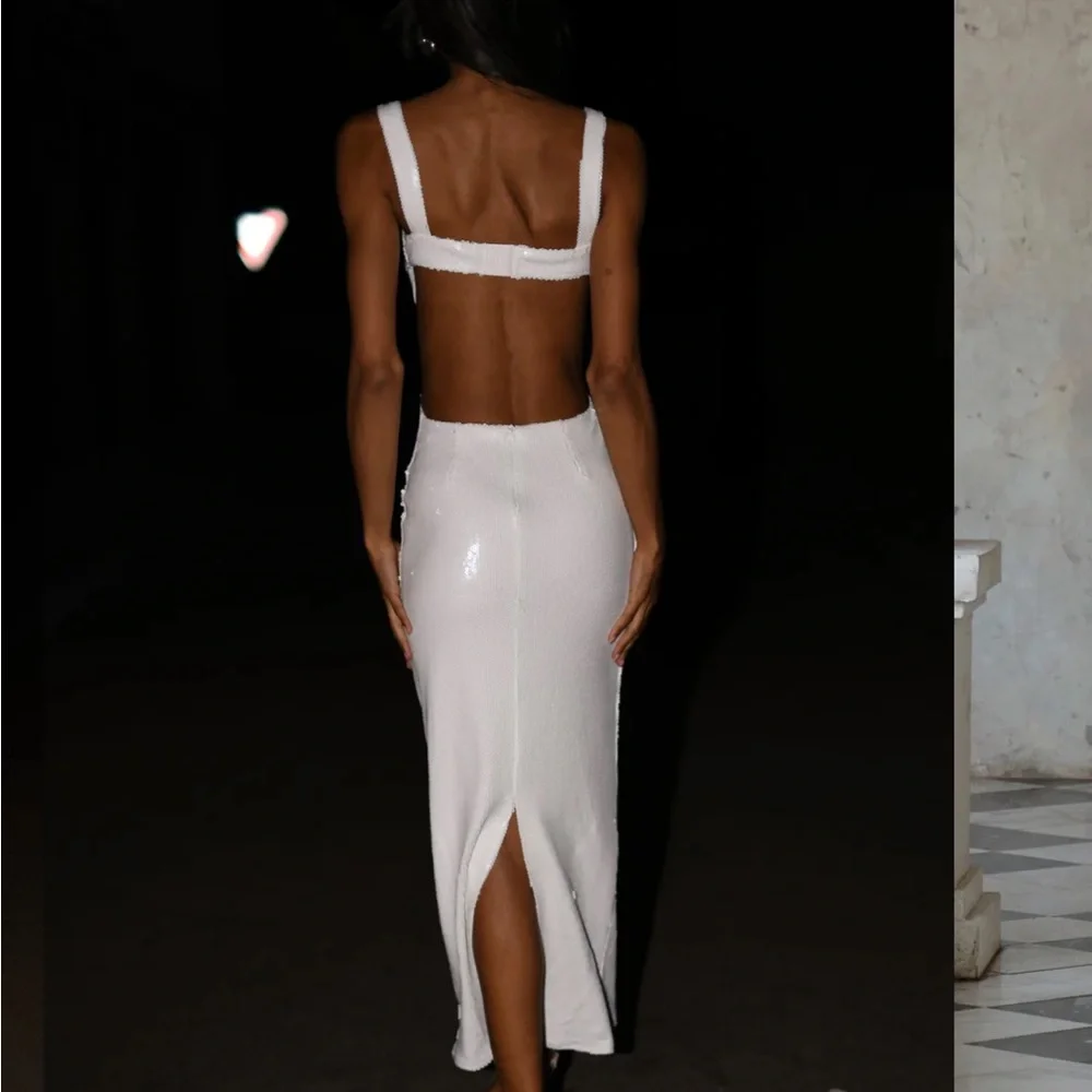 Meshki sequin white dress, size Medium - Picture 3 of 10